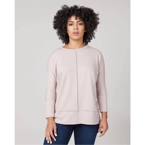 Spanx Perfect Length Dolman Sleeve Top Blouse Pullover Oat Beige Blush Medium